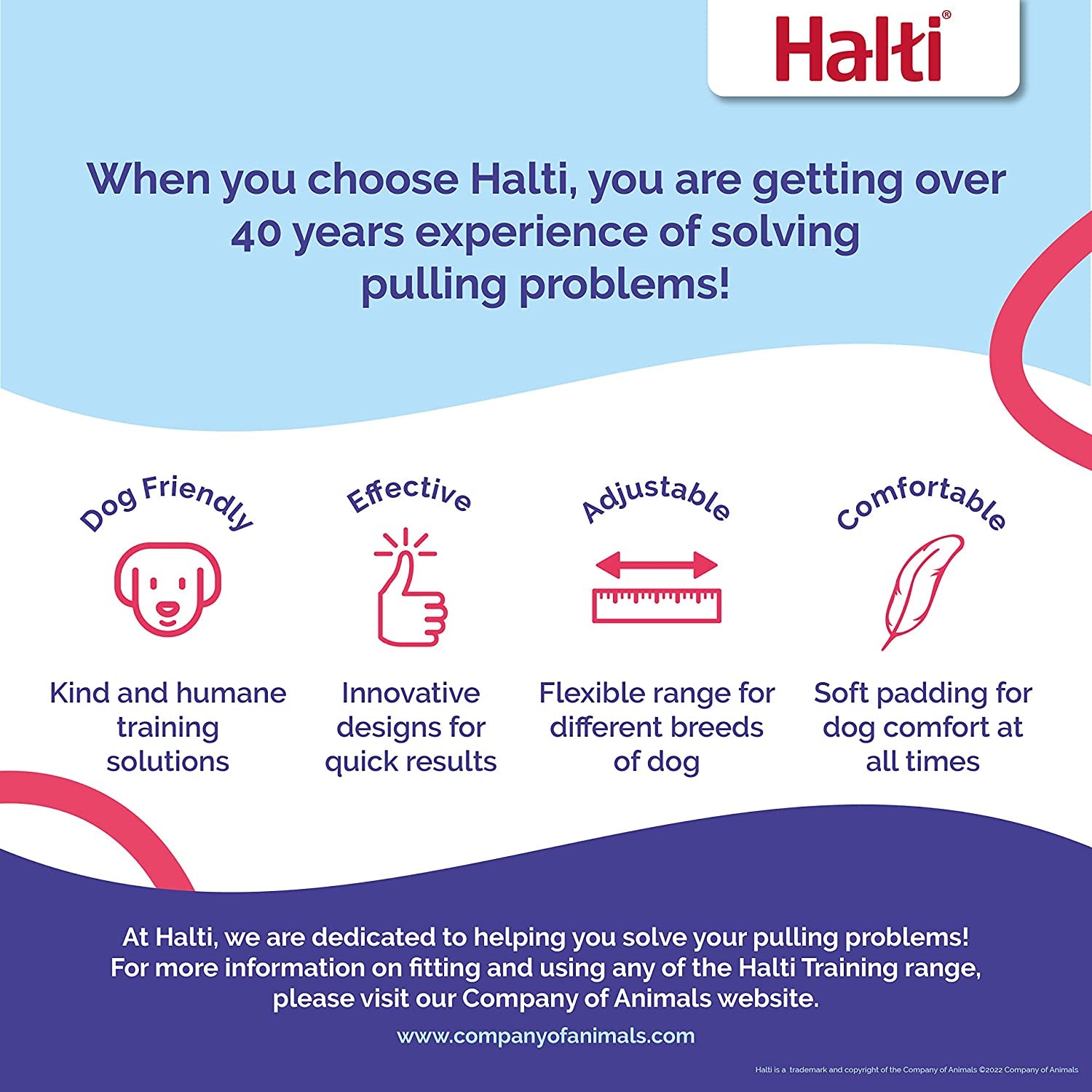 HALTI Training Leash - Multifunctional Double-Ended Dog Leash, Ideal for Anti-Pulling Dog Training. Easy to Use, Lightweight & Durable. Suitable for Medium to Large Dogs & Puppies (Size Large, Red)