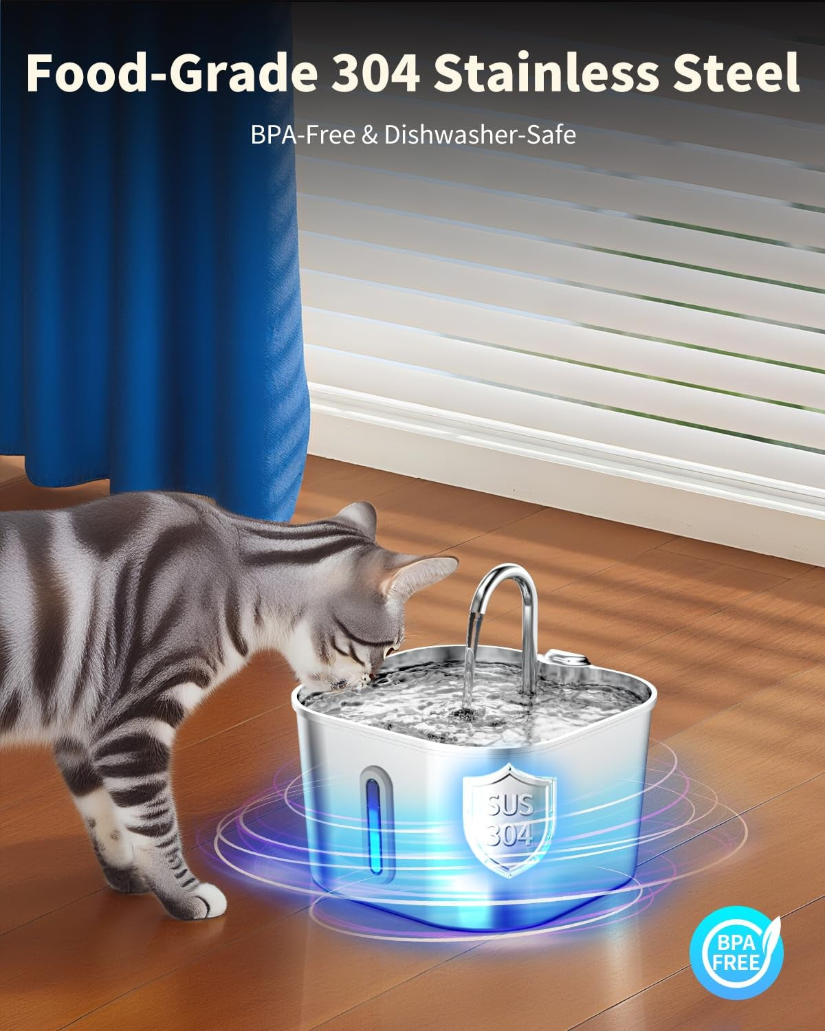 Cat Water Fountain: Stainless Steel Pet Water Fountains Indoor Metal Automatic