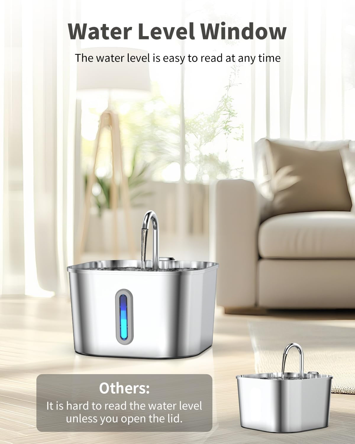 Cat Water Fountain: Stainless Steel Pet Water Fountains Indoor Metal Automatic