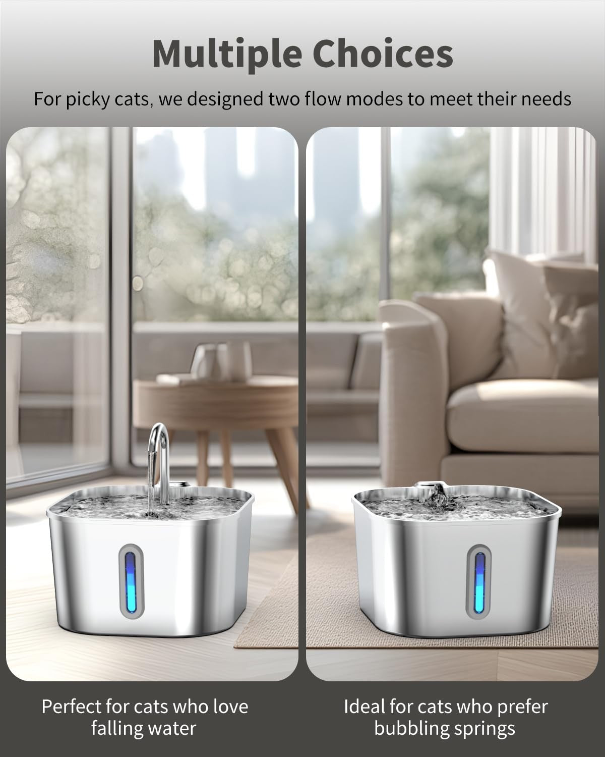 Cat Water Fountain: Stainless Steel Pet Water Fountains Indoor Metal Automatic